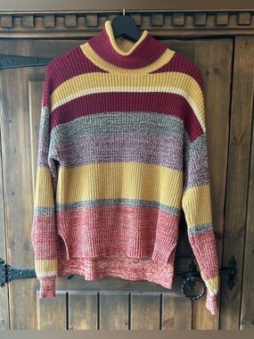 Urban Outfitters Chunky Striped Turtleneck Sweater Cozy Fall Academia M